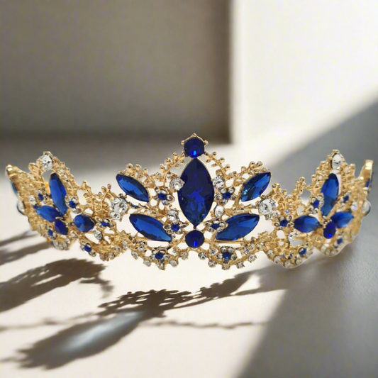 Blue and Gold Rhinestone Tiara