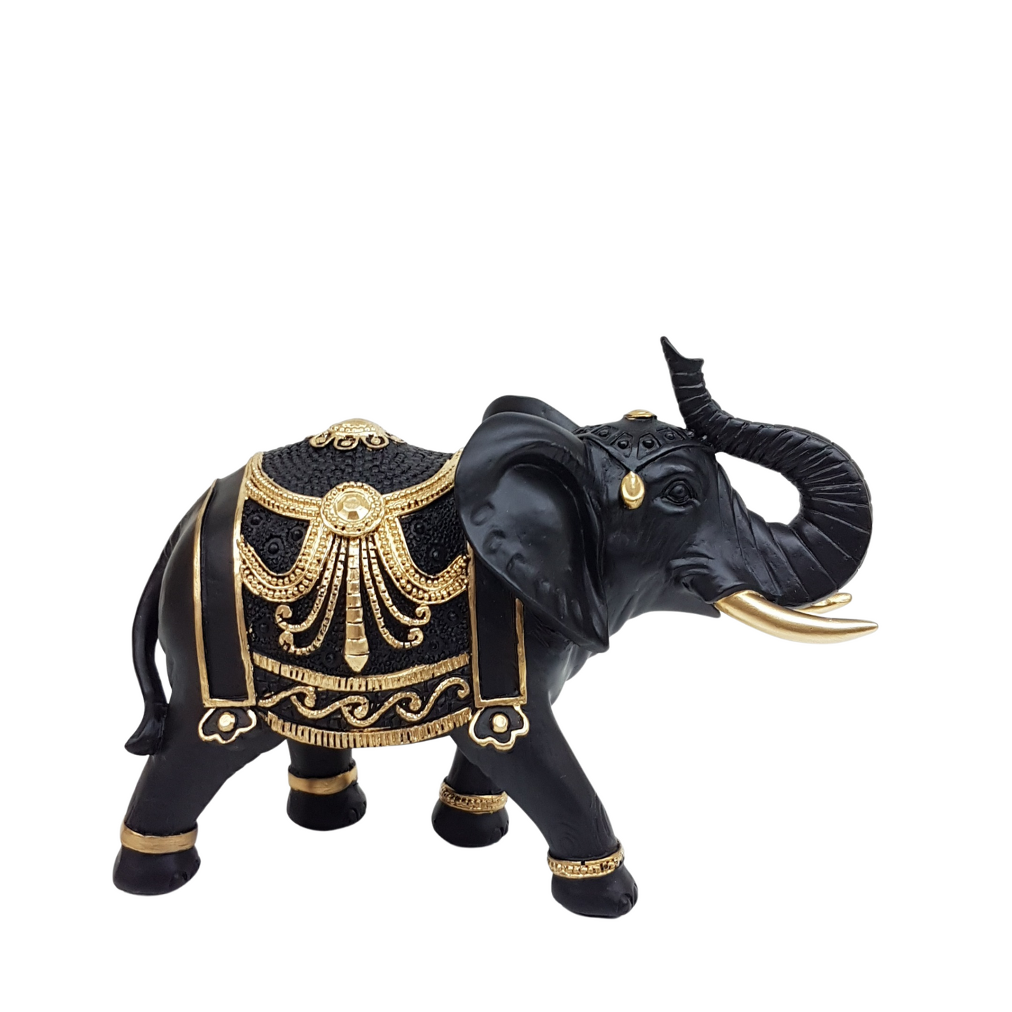 Black and Gold Resin Elephant