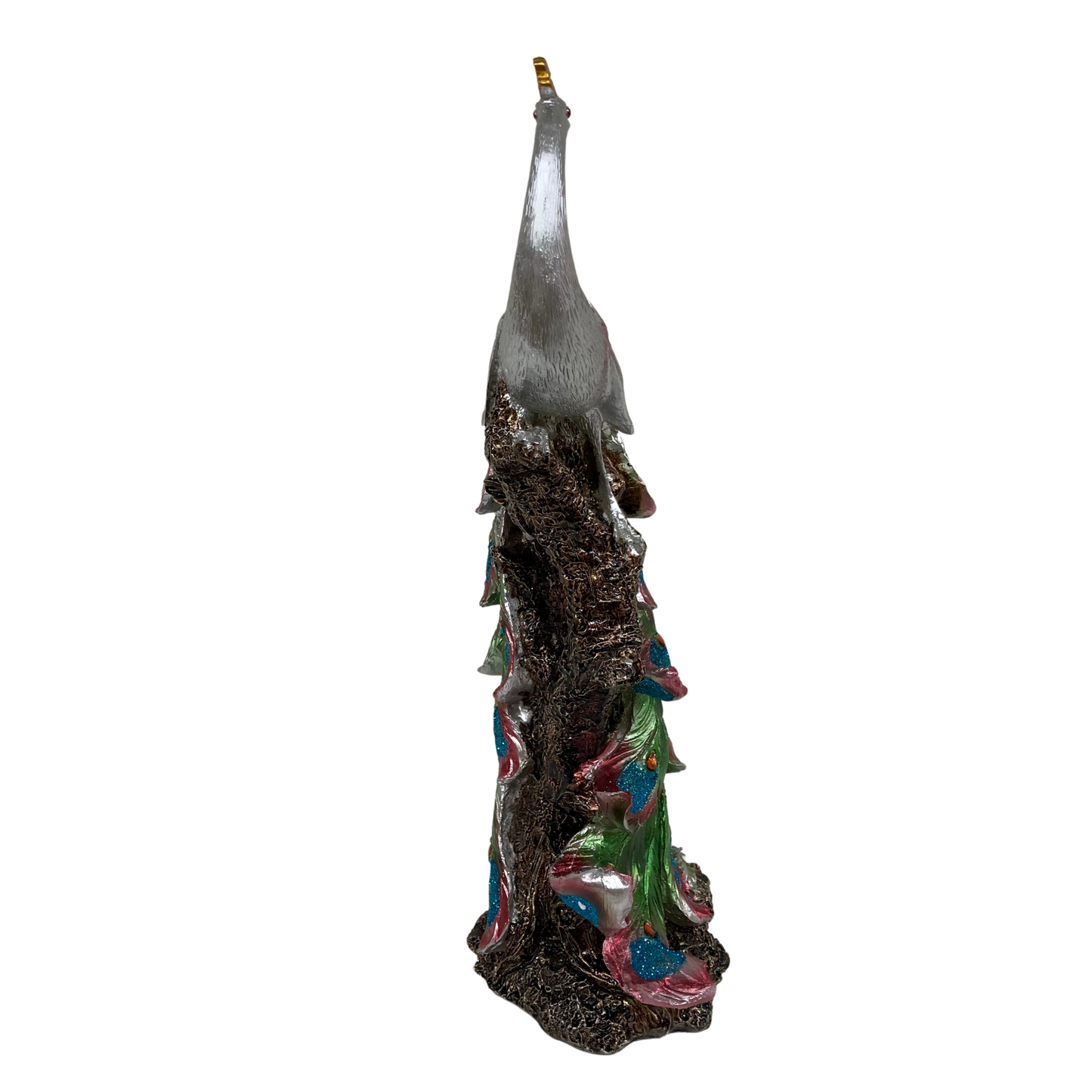 Silver Colourful Peacock Statue