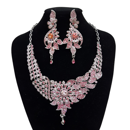 Pink Rhinestone Necklace Set