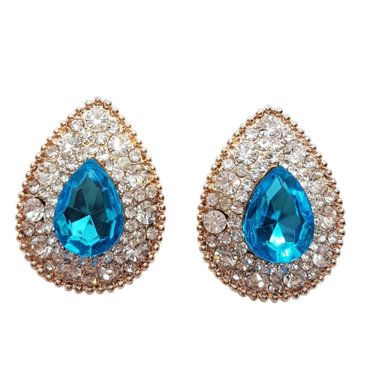 Large Tear Drop Rhinestone Earrings