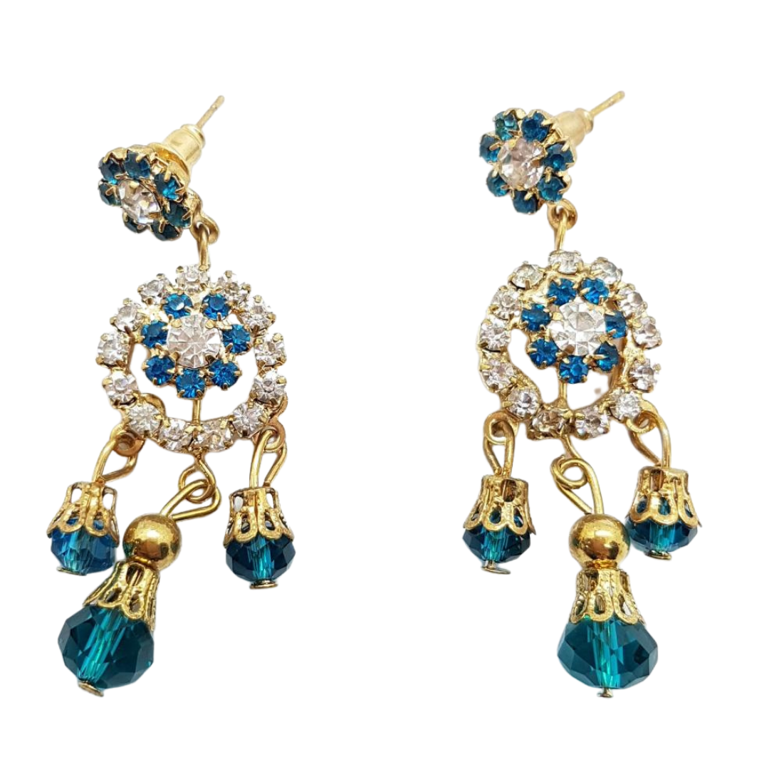 Blue Rhinestone Earrings