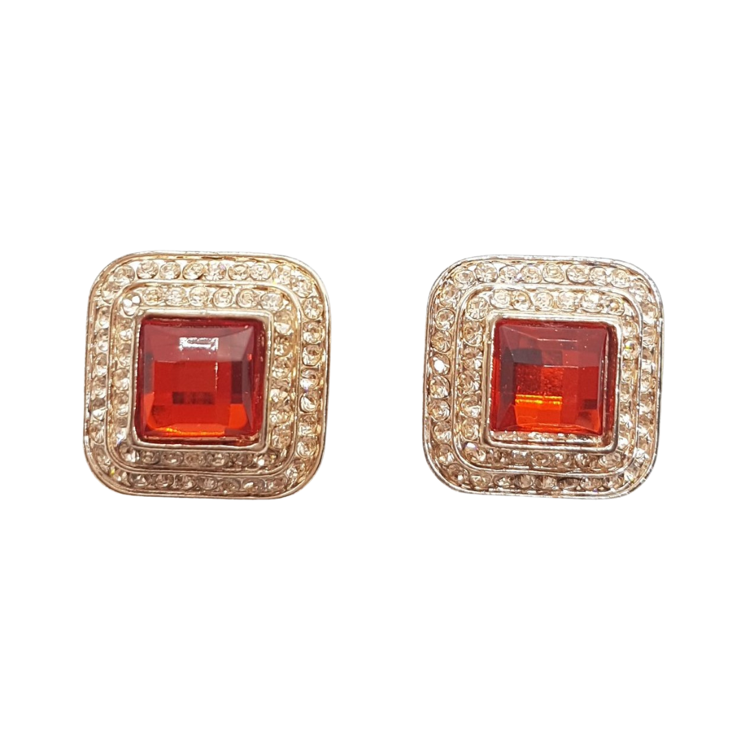 Red Rhinestone Stud Earrings