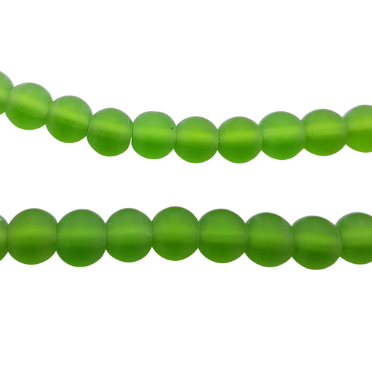 5.5mm Green Frosted Glass Beads