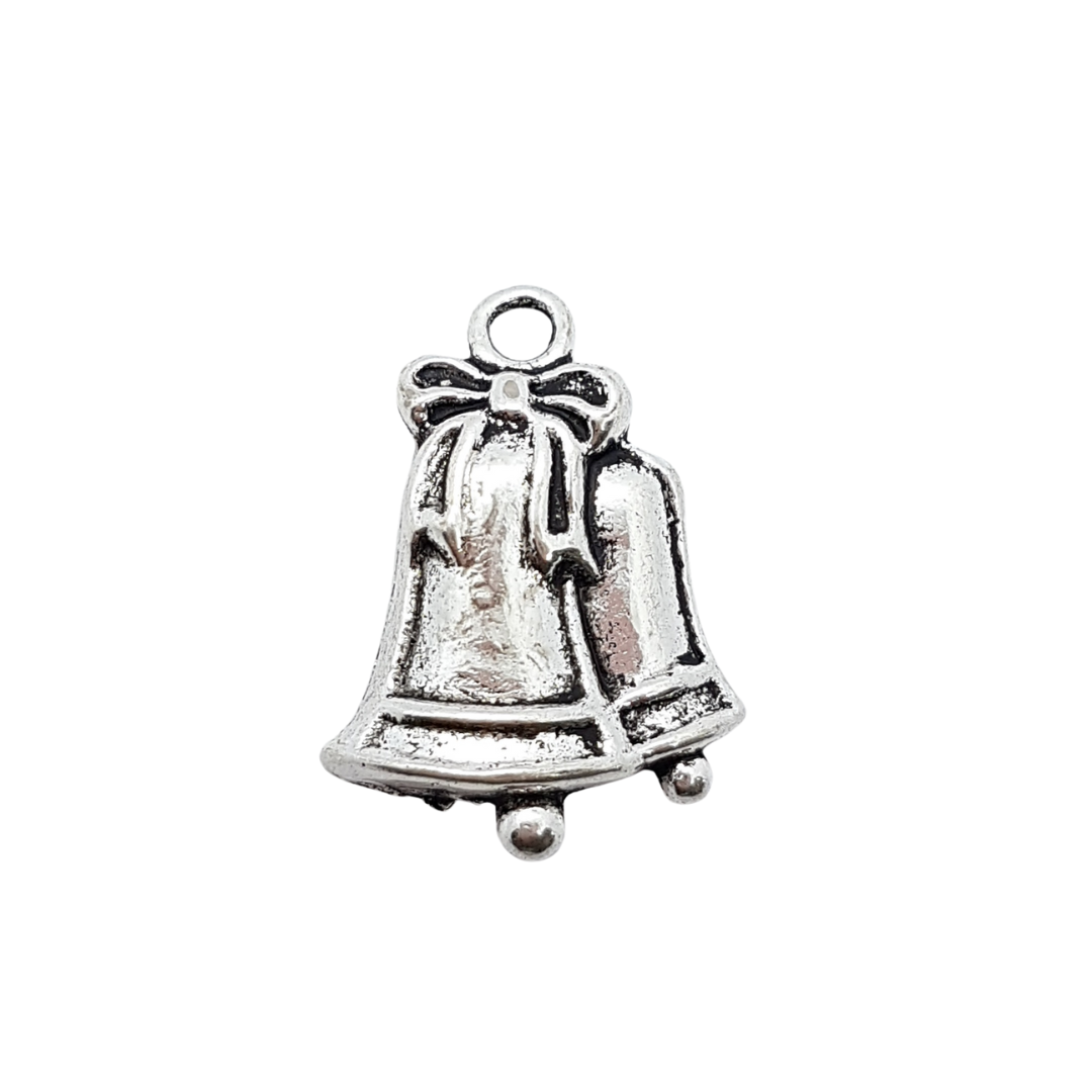 Antique Silver Christmas Bells Charm