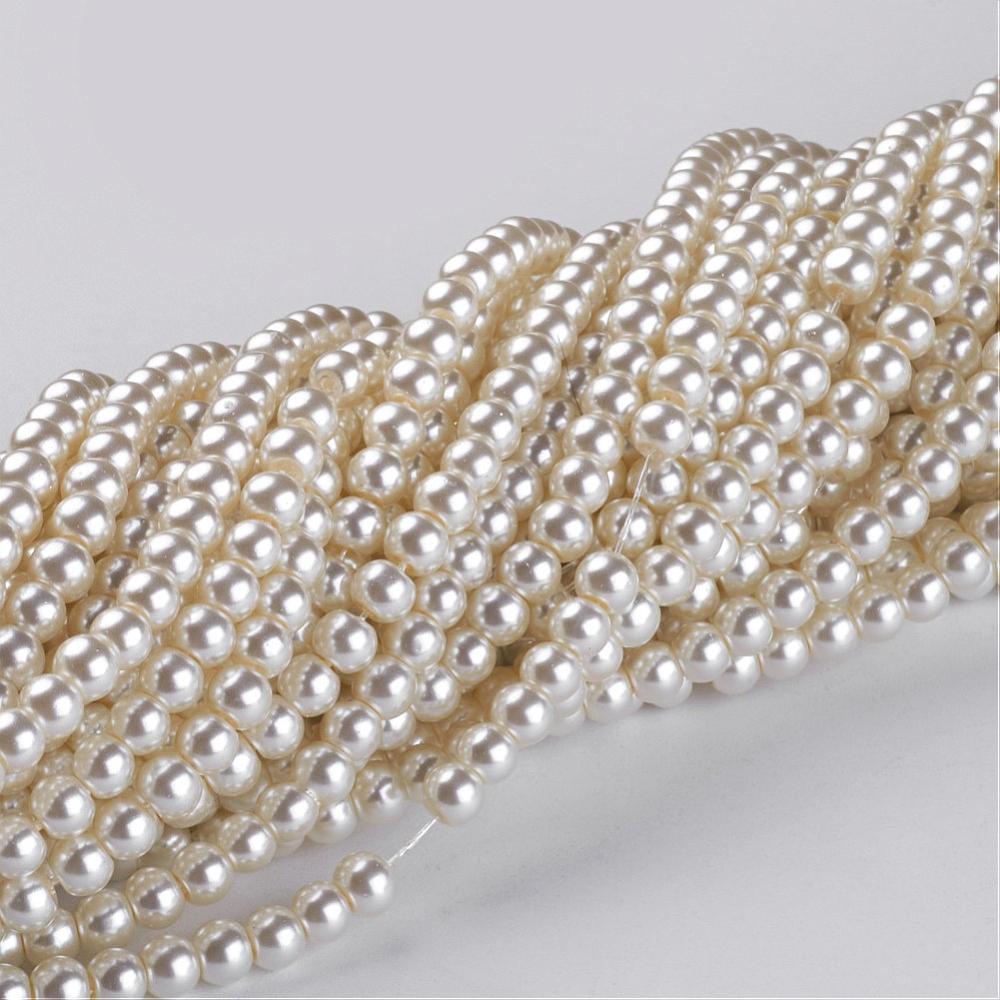 4mm Creamy White Glass Pearls Strand