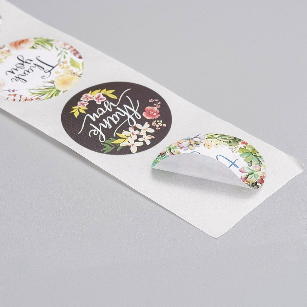 500pc Floral Thank You Stickers