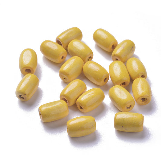 50pc 8x12mm Yellow Wooden Beads