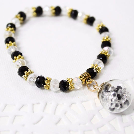 Black and Clear Crystal Beaded Bracelet