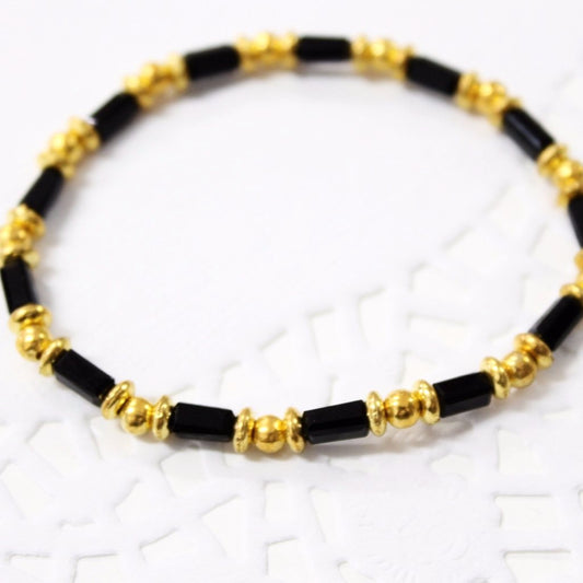 Black and Gold Beaded Bracelet