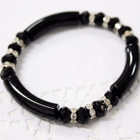 Black Crystal Acrylic Stretch Bracelet