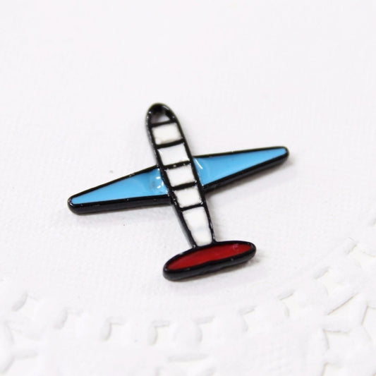 Black Enamel Air Plane Charm