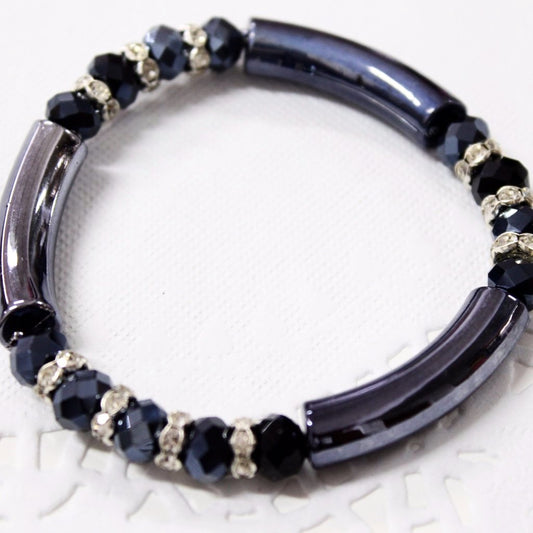 Black Metallic Beaded Bracelet