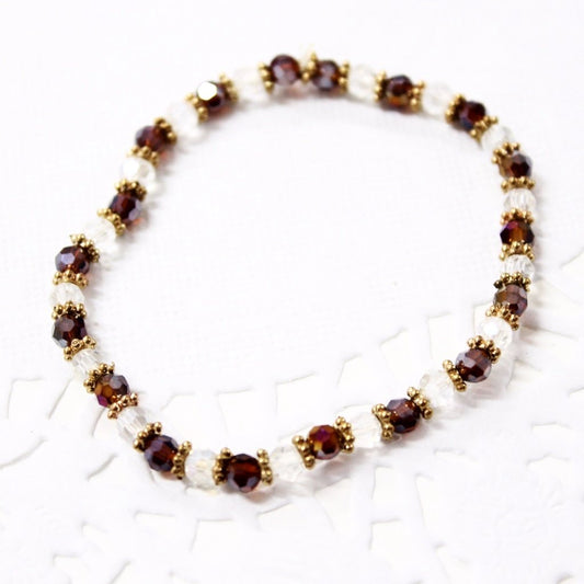 Brown and Crystal Beaded Bracelet