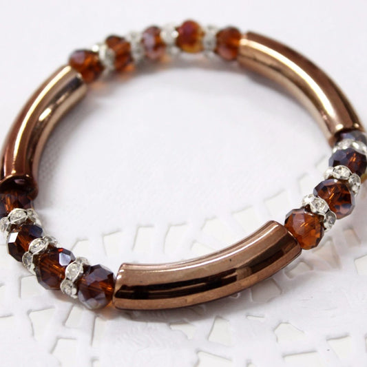 Brown Crystal Acrylic Stretch Bracelet