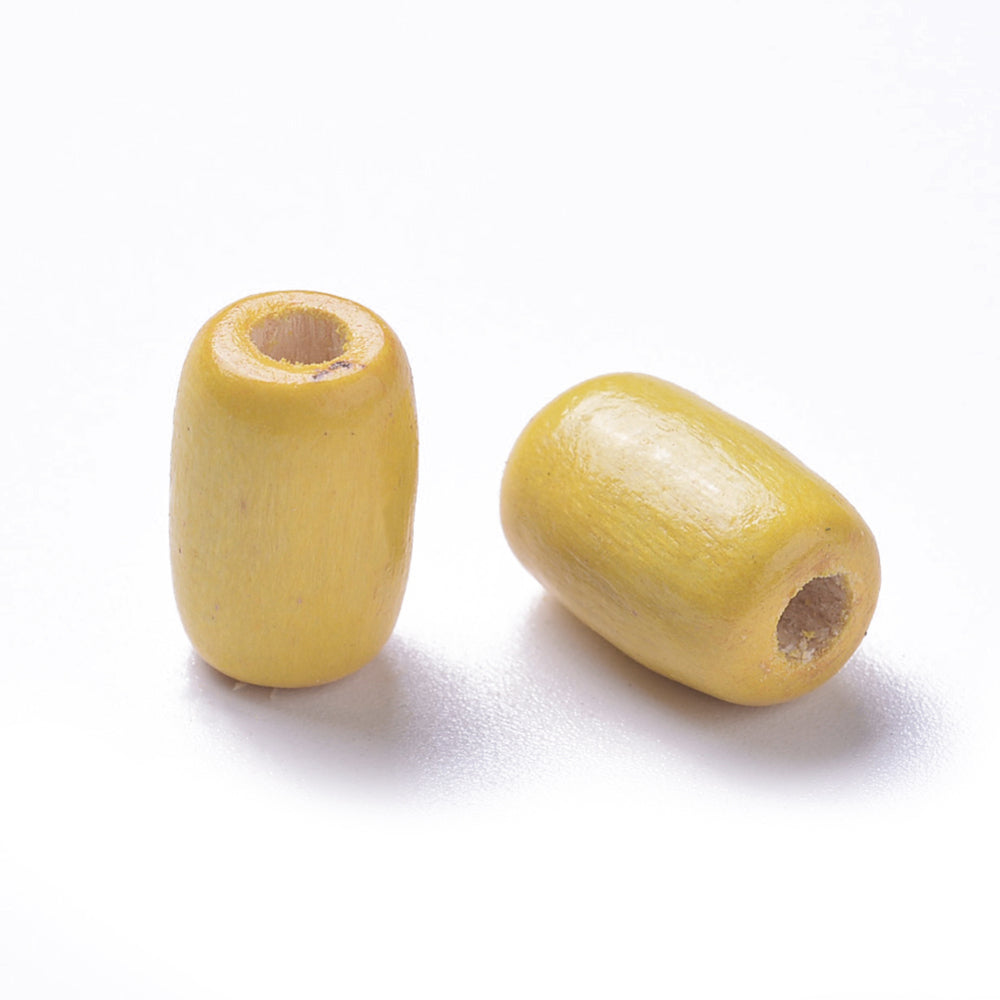 50pc 8x12mm Yellow Wooden Beads