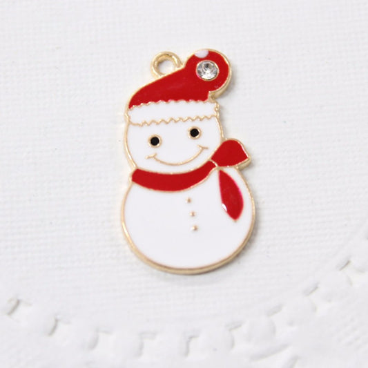 Christmas Snowman Enamel Charm