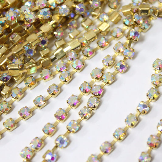 Crystal AB Preciosa Rhinestone Chain ss10