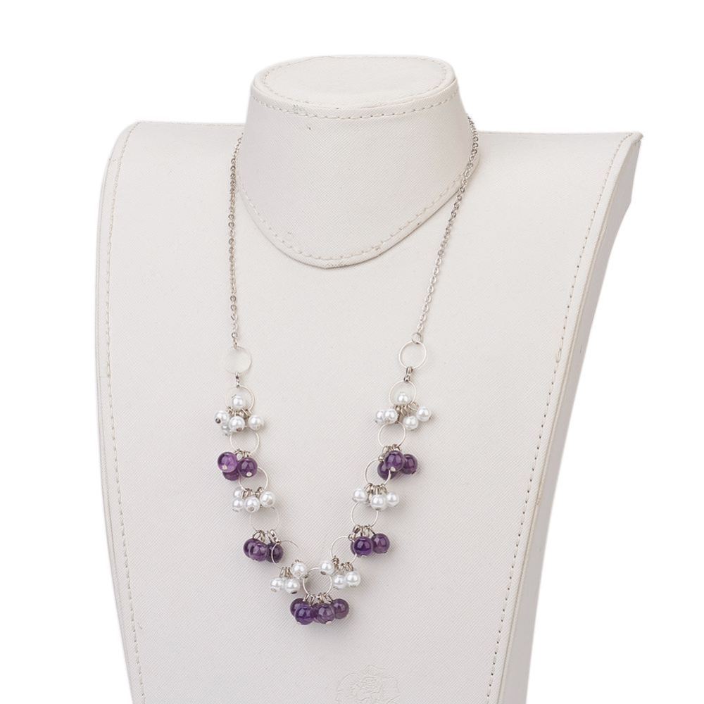 Amethyst and Glass Pearl Necklace