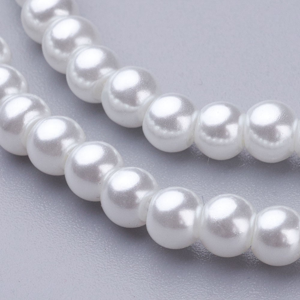 4mm White Glass Pearl Beads
