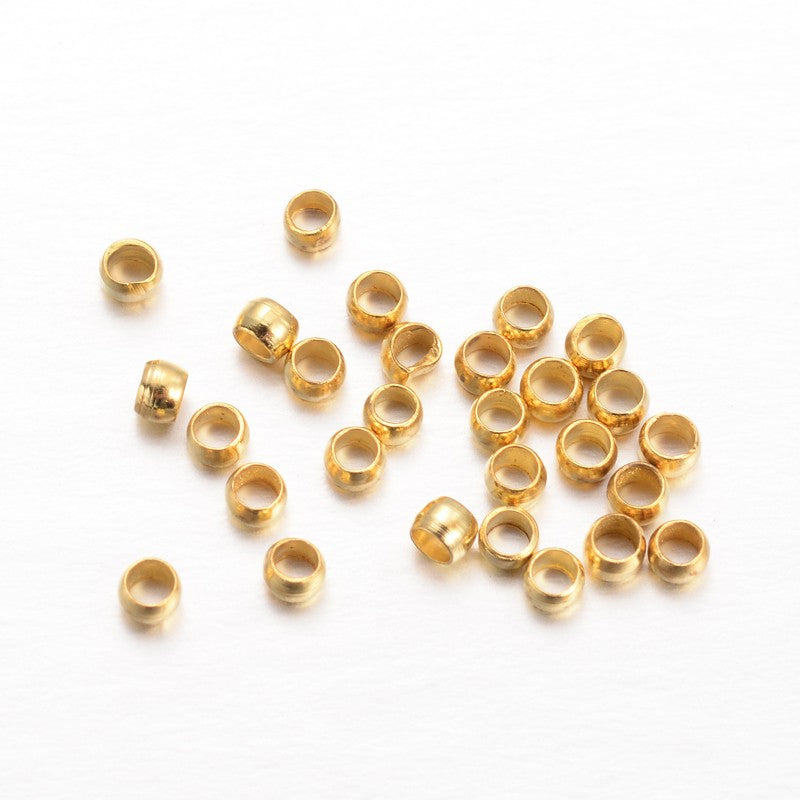 100pc Round Gold Crimp Beads