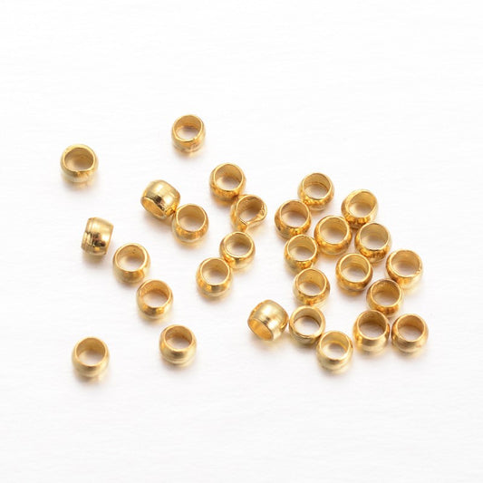 100pc Round Gold Crimp Beads