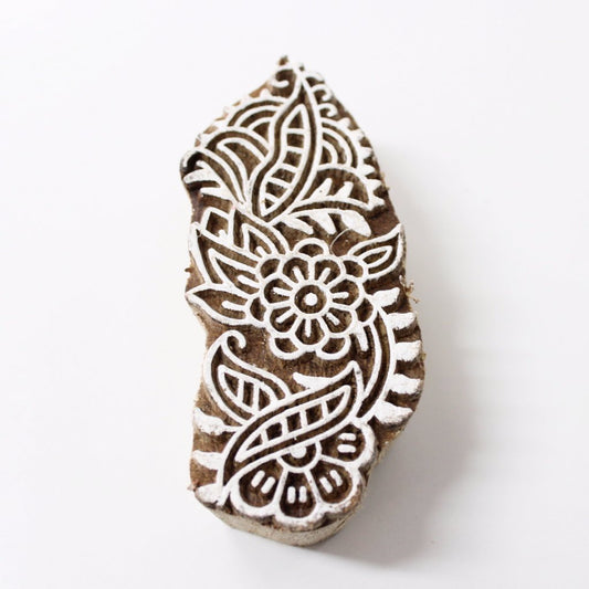 Floral Hand Carved Wooden Block Stamp