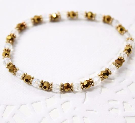 Gold and Crystal Beaded Bracelet