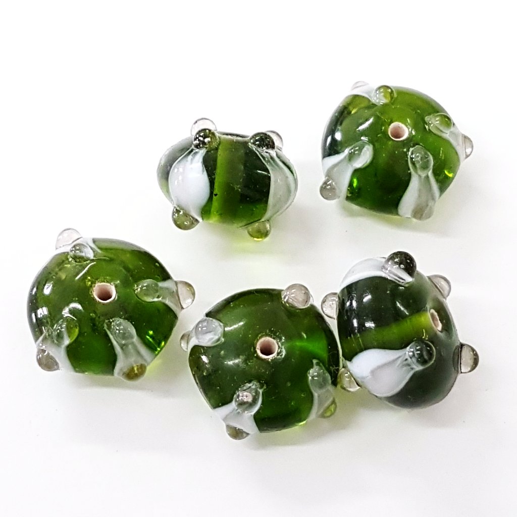 Green Bumpy Lampwork Glass Bead