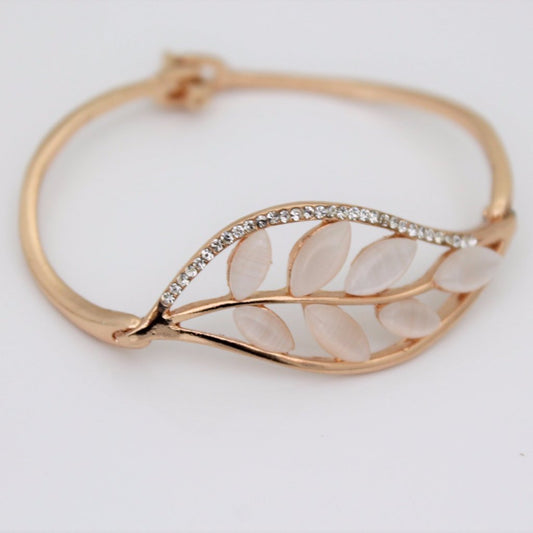 Leaf Rhinestone Bangle