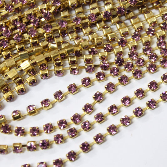 Light Amethyst Preciosa Rhinestone Chain ss10