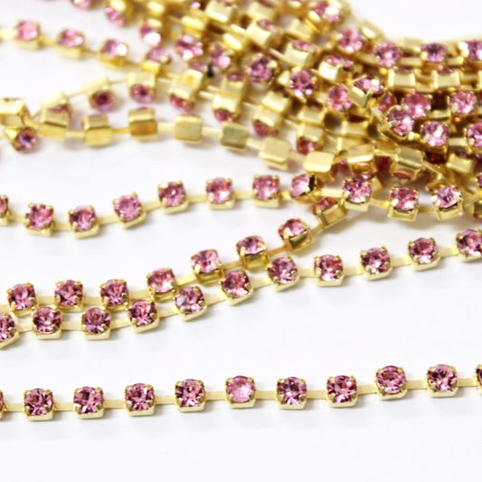 Light Rose Preciosa Rhinestone Chain ss8