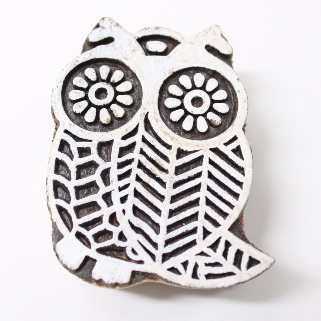 Owl Hand Carved Indian Block Stamp