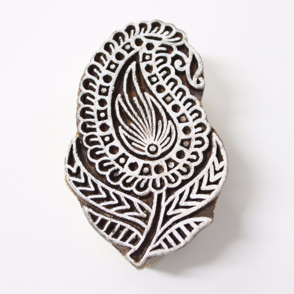 Paisley Plant Hand Carved Indian Block Stamp