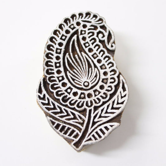 Paisley Plant Hand Carved Indian Block Stamp