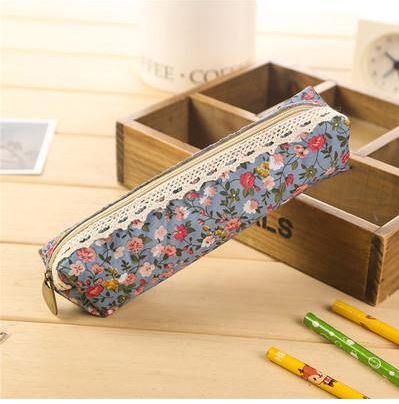 Blue Floral Fabric Pencil Case