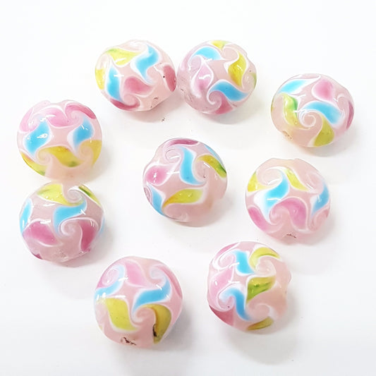 Pink Swirl Lampwork Bead