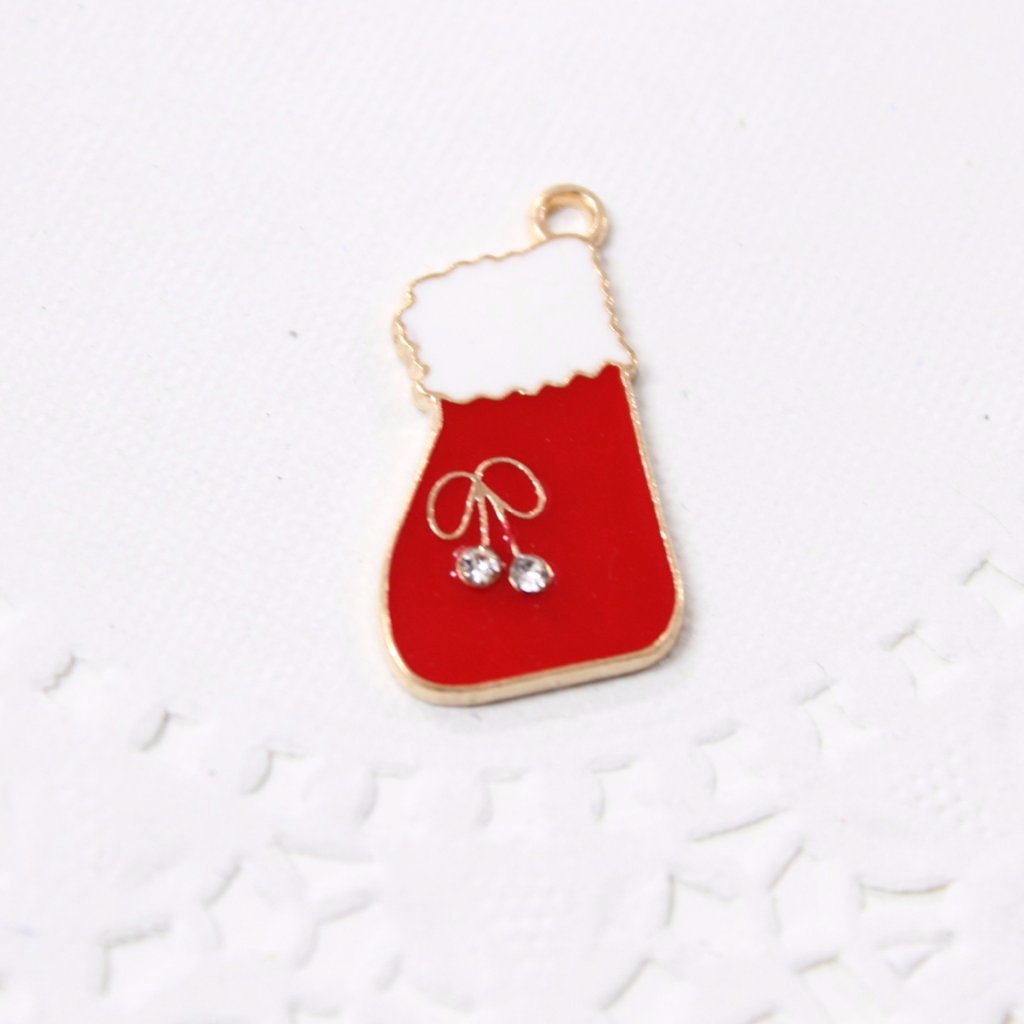 Red and White Christmas Stocking Charm