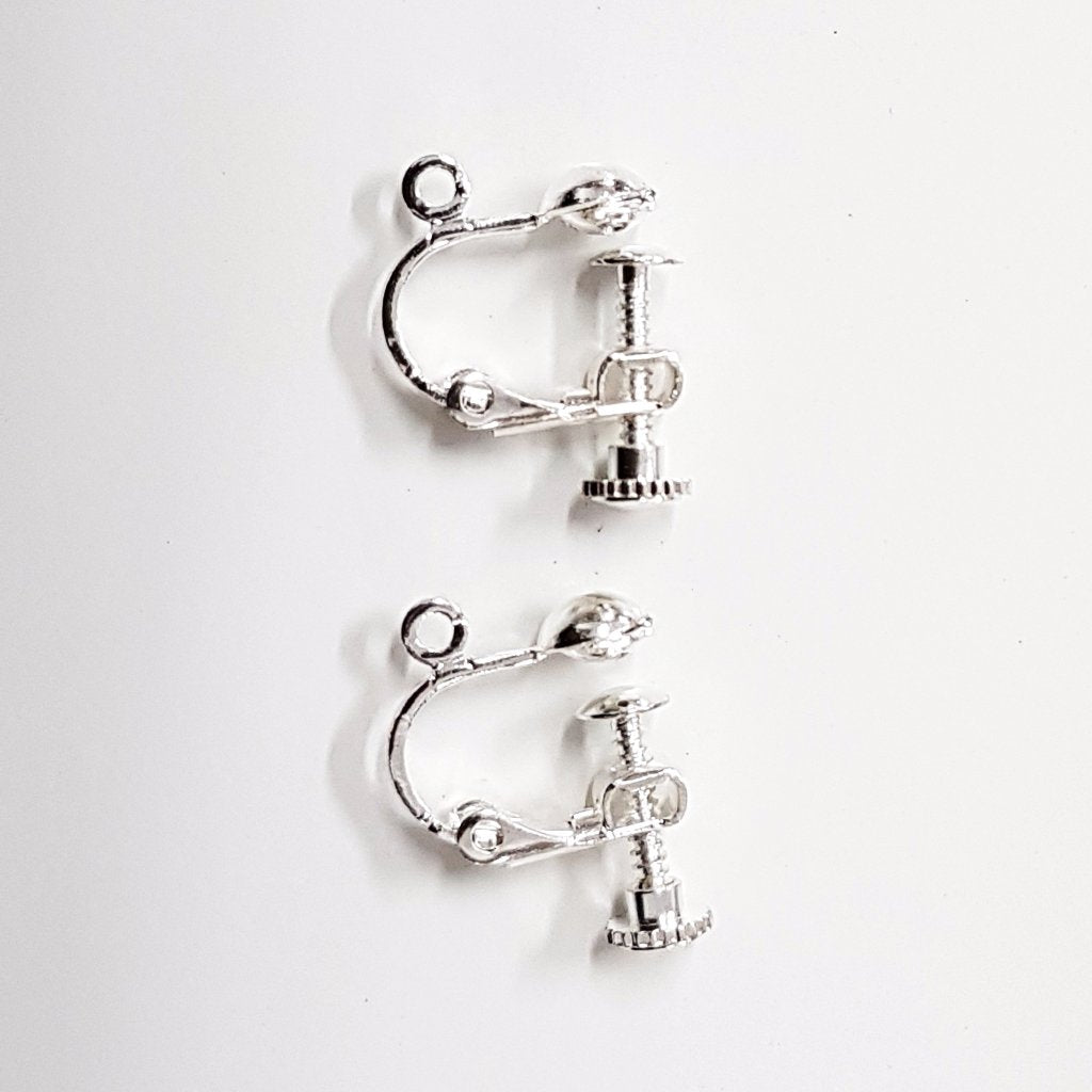 Silver  Clip On Screw Earring Component