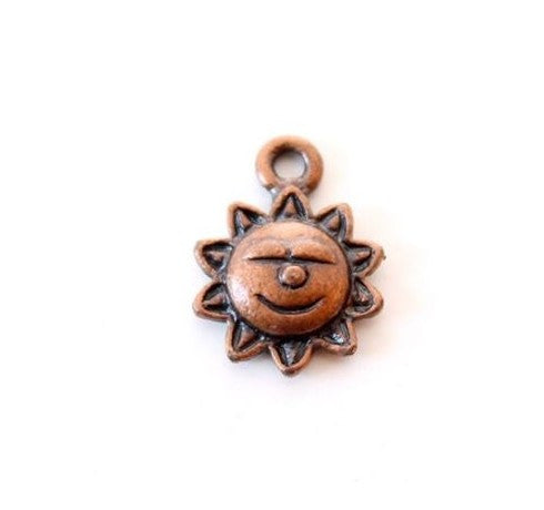 Small Antique Copper Sun Charm