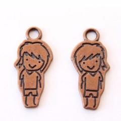 Smiling Boy Antique Copper Charm