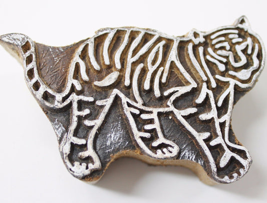 Tiger Hand Carved Indian Block Stamp