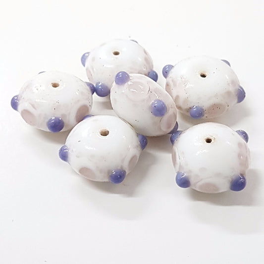 White and Purple Lampwork Glass Bead