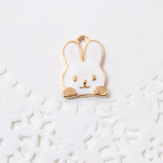 White Bunny Enamel Charm