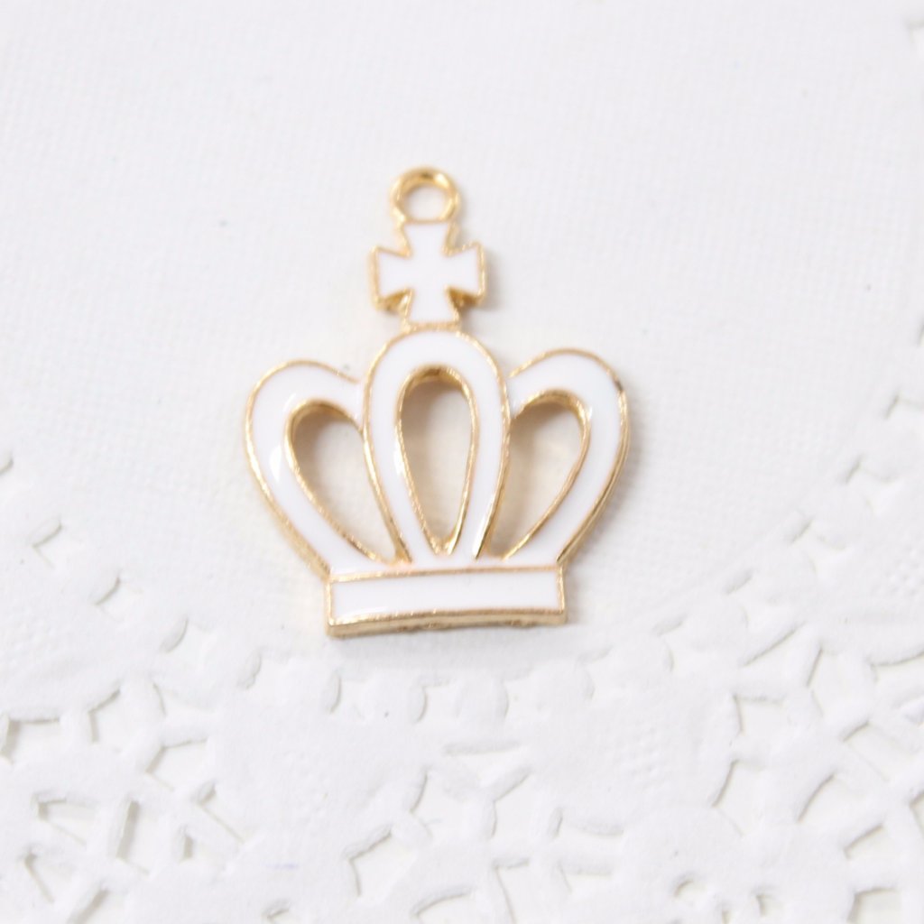 White Crown Enamel Charm