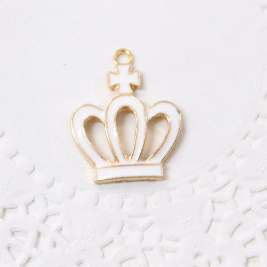 White Crown Enamel Charm