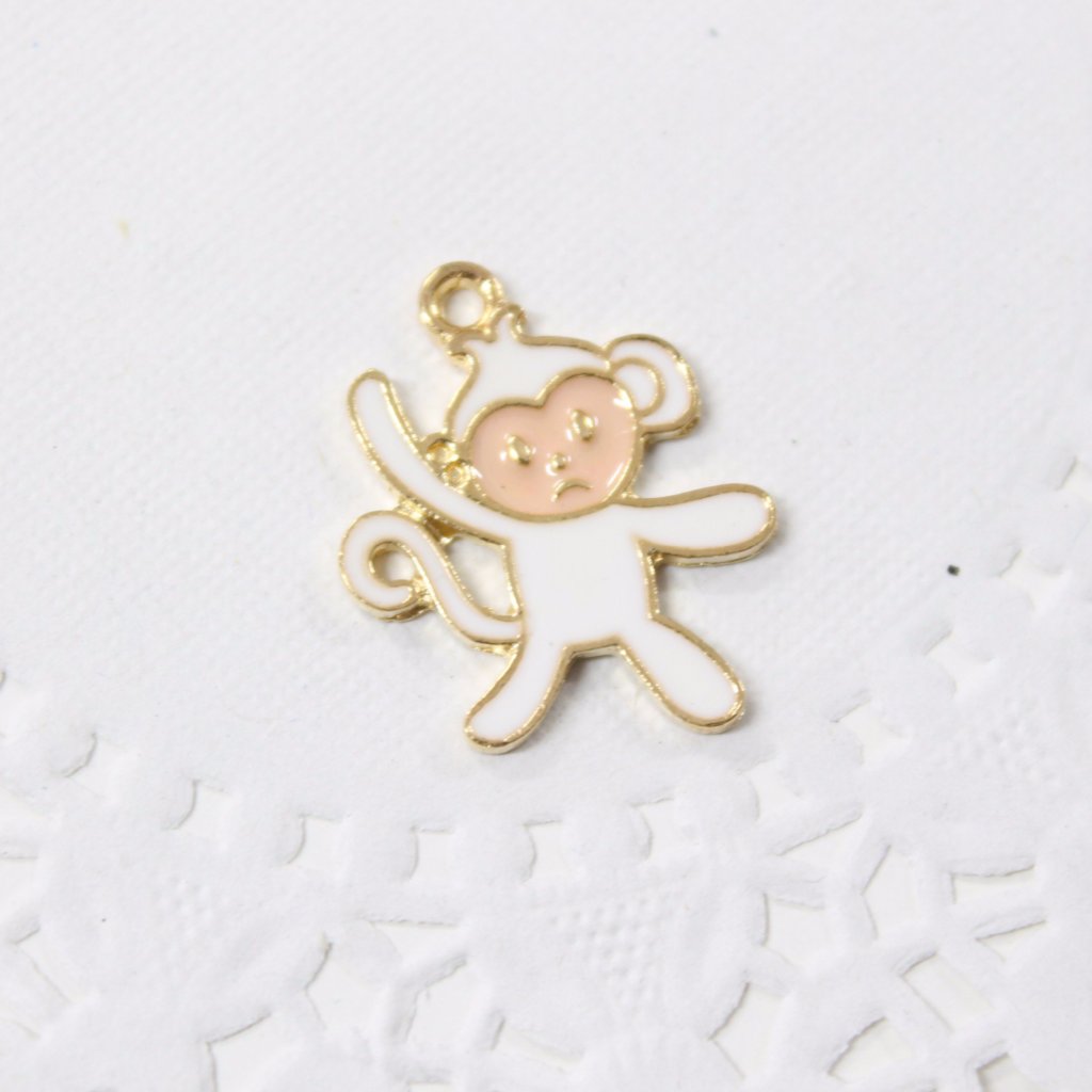 White Enamel Monkey Charm